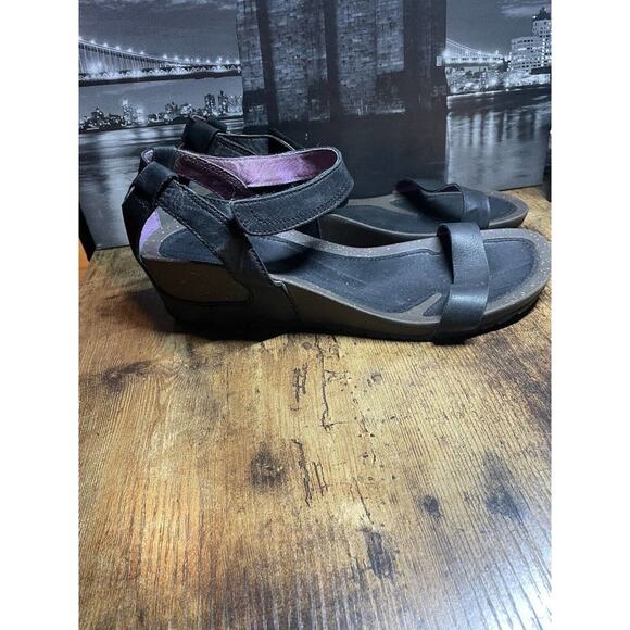 Teva‎ CABRILLO Black Leather Wedge Sandals Women's Size 10 - Picture 4 of 6